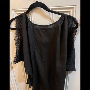 Black lace cut out sleeve top